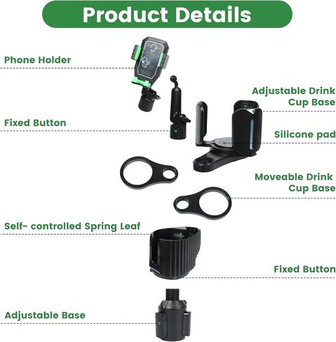 Car Cup Holder Phone Holder,Car 360° Telescopic Rotation Phone Adapter,5-in-1 Multifunctional Storage Box,Essential Car Accessories for Travel, for Water Cups,Beverage Bottles and All Smartphones. in Saudi Arabia
