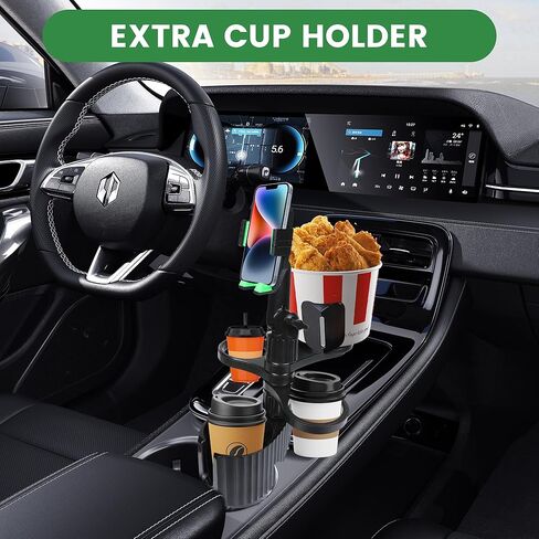 Car Cup Holder Phone Holder,Car 360° Telescopic Rotation Phone Adapter,5-in-1 Multifunctional Storage Box,Essential Car Accessories for Travel, for Water Cups,Beverage Bottles and All Smartphones. in Saudi Arabia