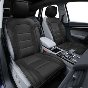 FH Group Front Set Faux Leather Car Seat Cushions - Seat Covers for Low Back Seat, Universal Fit, Airbag Compatible Seat Cover for SUV, Sedan, Black in Saudi Arabia