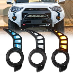 Tluuze - LED DRL Daytime Running Light Fog Light For Toyota 4Runner 2014-2021, Front Bumper Light Dynamic Sequential Start Up Turn Signal Lights Amber/White/Blue Light, Black 2Pcs in Saudi Arabia