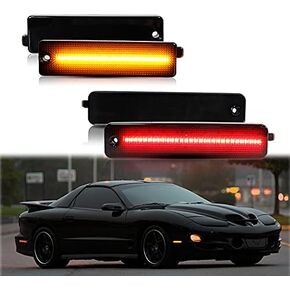 Smoked Lens Amber/Red LED Side Marker Light Kit Compatible With 1998-2002 Pontiac Firebird Trans Am, Replace OEM Sidemarker Lamps