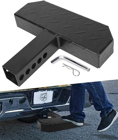 ANDO RACING Universal Hitch Step مضاد للانزلاق والصدأ، واقي ممتص الصدمات لمعظم سيارات الدفع الرباعي والشاحنات مع دبوس يناسب أجهزة الاستقبال مقاس 2 بوصة in Kuwait