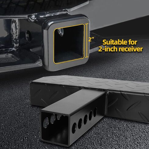 ANDO RACING Universal Hitch Step مضاد للانزلاق والصدأ، واقي ممتص الصدمات لمعظم سيارات الدفع الرباعي والشاحنات مع دبوس يناسب أجهزة الاستقبال مقاس 2 بوصة in Kuwait