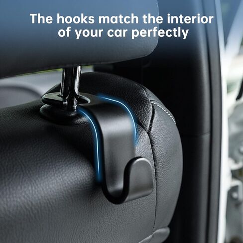 Plarmod Car Seat Headrest Hooks, Universal Back Seat Organizer Black Hanger Holder Hook, Hanging Purses and Bags, Coat Umbrellas Grocery Bags Handbags (4Packs) in Saudi Arabia