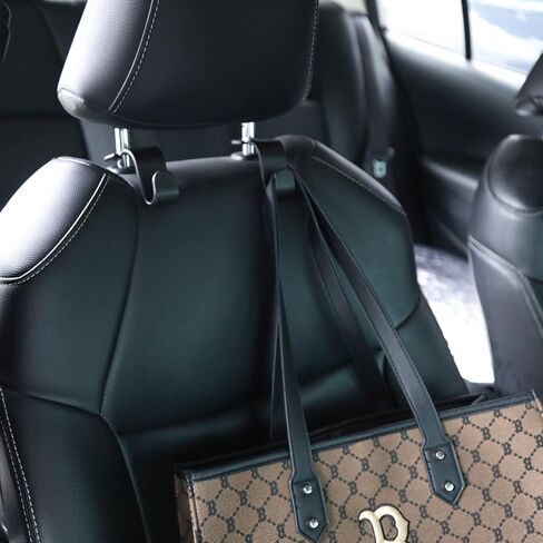 Plarmod Car Seat Headrest Hooks, Universal Back Seat Organizer Black Hanger Holder Hook, Hanging Purses and Bags, Coat Umbrellas Grocery Bags Handbags (4Packs) in Saudi Arabia