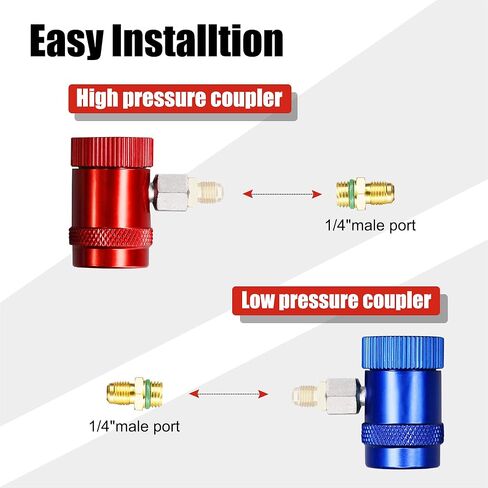تجهيزات محول أداة AutoWanderer R1234yf - قارنات التوصيل السريعة R1234yf ذات الجانب العالي والجانب المنخفض لإخلاء تكييف الهواء واستبداله وإعادة شحنه in Kuwait