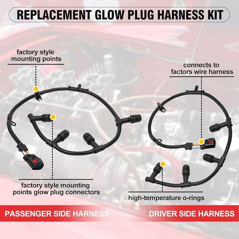 مجموعة أدوات ربط قابس التوهج 6.0، تتضمن سلك قابس التوهج الأيسر والأيمن وأداة إزالة، تناسب 2004-2010 Ford F-250 F-350 F-450 E-350 E-450 Super Duty، استبدل 4C2Z-12A690-BA 5C3Z-12A690- أ in Kuwait