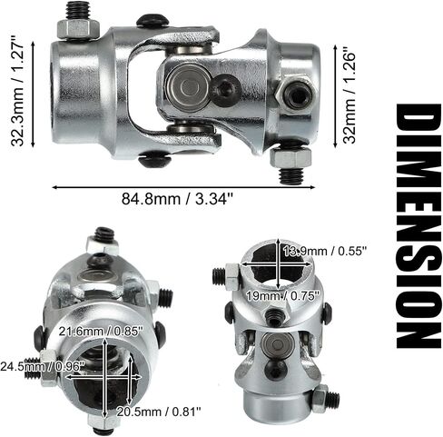 X AUTOHAUX Universal Single Steering Shaft U Joint 3/4" DD x 1" DD Maximum Working Angle 35 Degree for Automotive Part Automated Partking Lifts Grinding Machine Hard Steel Chrome Silver Tone in Saudi Arabia