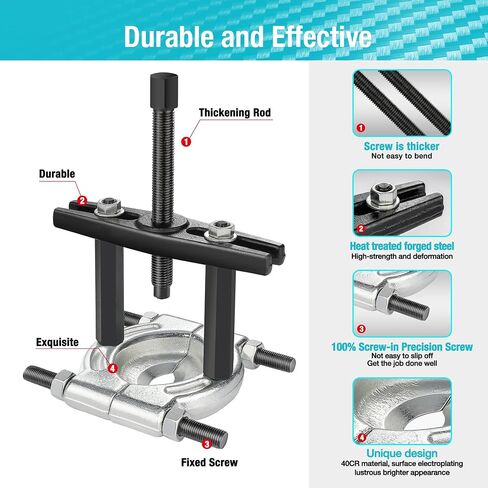 DURATECH 12PCS Bearing Puller Set, 5-ton Capacity Heavy Duty Flywheel Separator Tool, 2" and 3" Bar-Type Splitter Remove Bearings Kit, Gear Puller, Storage Case Included in Saudi Arabia