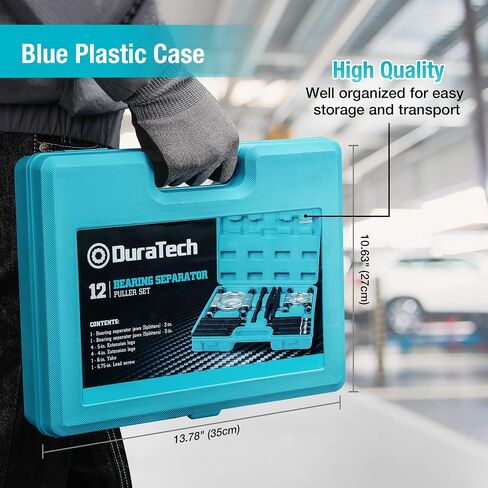 DURATECH 12PCS Bearing Puller Set, 5-ton Capacity Heavy Duty Flywheel Separator Tool, 2" and 3" Bar-Type Splitter Remove Bearings Kit, Gear Puller, Storage Case Included in Saudi Arabia