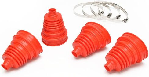 4pcs Universal Silicone Tool CV Joint Boot Kit Drive Shaft Silicone Constant Velocity Dust Cover CV Boot Replacement Silicone Telescopic Sleeve with 12 Clips (Black) in Kuwait