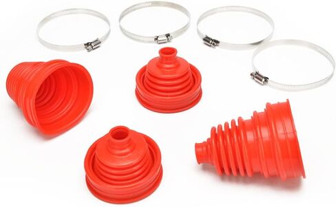 4pcs Universal Silicone Tool CV Joint Boot Kit Drive Shaft Silicone Constant Velocity Dust Cover CV Boot Replacement Silicone Telescopic Sleeve with 12 Clips (Black) in Kuwait