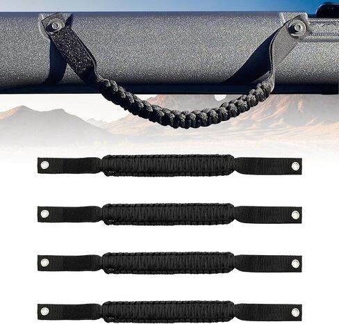 syihah 4PCS Roll Bar Grab Handles for Ford Bronco 2 Door 4 Door Grab Handles, Paracord Grip Handle for Ford Bronco Interior Accessories (Black) in Saudi Arabia