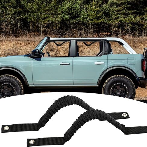 syihah 4PCS Roll Bar Grab Handles for Ford Bronco 2 Door 4 Door Grab Handles, Paracord Grip Handle for Ford Bronco Interior Accessories (Black) in Saudi Arabia