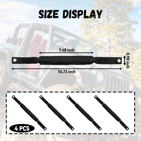 syihah 4PCS Roll Bar Grab Handles for Ford Bronco 2 Door 4 Door Grab Handles, Paracord Grip Handle for Ford Bronco Interior Accessories (Black) in Saudi Arabia