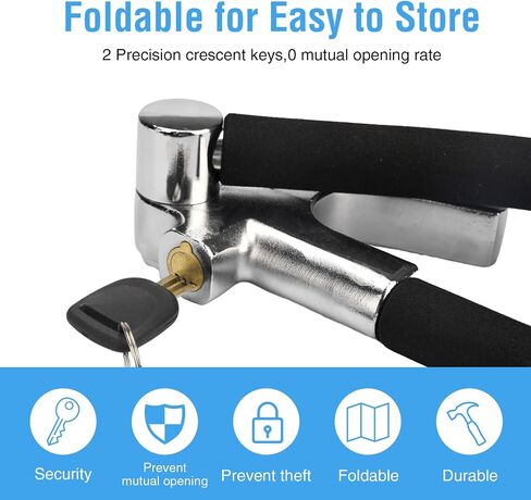 Steering Wheel Lock for Car, Foldable Club Steering Wheel Lock Anti-Theft Device, Adjustable Length, Emergency Hammer Self Defense Tool, Universal for Car/Truck/SUV/Van in Saudi Arabia