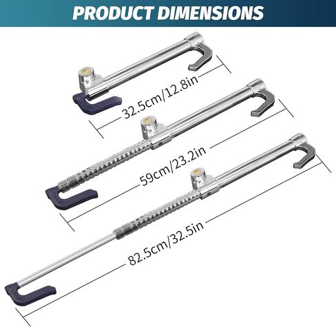 Car Steering Wheel Lock - RUN.SE Retractable Hook Brake Lock Clutch Lock Universal Anti-Theft Locking Stainless Steel Steering Wheel Lock with 3 Keys for Cars, Trucks, Vans, and SUVs (Silver) in Saudi Arabia