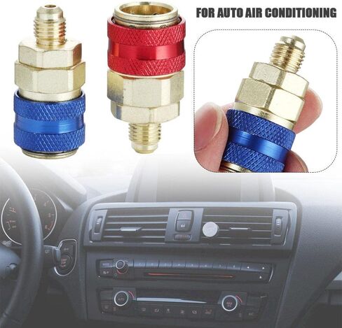 HomeSoGood R134A Low High Auto Car Quick Coupler Connector Brass Adapters for Car Air Conditioning Refrigerant Adjustable AC Manifold Gauge in Saudi Arabia