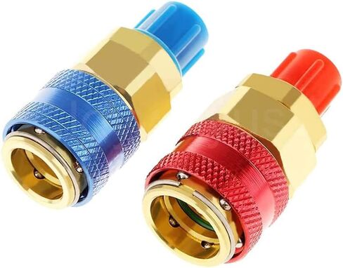 HomeSoGood R134A Low High Auto Car Quick Coupler Connector Brass Adapters for Car Air Conditioning Refrigerant Adjustable AC Manifold Gauge in Saudi Arabia