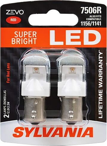 سيلفانيا - مصباح LED احمر 7506 من زيفو - مصباح LED ساطع، مثالي لمصابيح التوقف والإضاءة الخلفية (يحتوي على مصباحين) in Kuwait