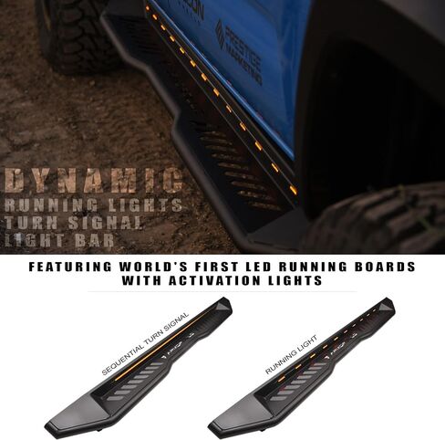 خطوات لوحات الجري Armordillo FX متوافقة مع 2018-2023 Jeep Wrangler/ 2021-2023 Jeep Wrangler 4xe | موديل 4 أبواب | جسم JL | 8722237 | شريط خطوات مضاء متسلسل | in Saudi Arabia