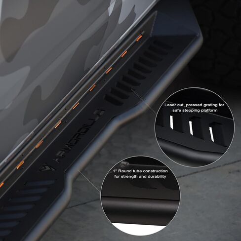 خطوات لوحات الجري Armordillo FX متوافقة مع 2018-2023 Jeep Wrangler/ 2021-2023 Jeep Wrangler 4xe | موديل 4 أبواب | جسم JL | 8722237 | شريط خطوات مضاء متسلسل | in Saudi Arabia