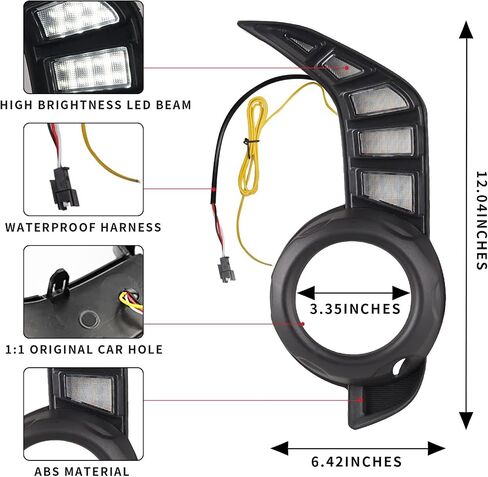 Tluuze - LED DRL Daytime Running Light Fog Light For Toyota 4Runner 2014-2021, Front Bumper Light Dynamic Sequential Start Up Turn Signal Lights Amber/White/Blue Light, Black 2Pcs in Saudi Arabia