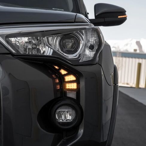 Tluuze - LED DRL Daytime Running Light Fog Light For Toyota 4Runner 2014-2021, Front Bumper Light Dynamic Sequential Start Up Turn Signal Lights Amber/White/Blue Light, Black 2Pcs in Saudi Arabia