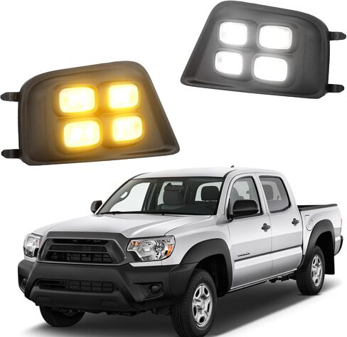 Led Fog Light Daytime Running Lights Compatible with Toyota Tacoma 2012 2013 2014 2015 with White DRL Lamps/Amber Turn Signals Parts and Accessories in Kuwait