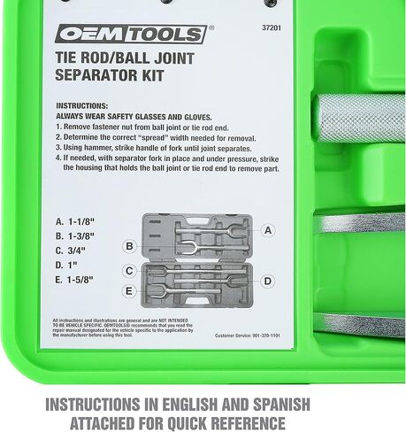 OEMTOOLS 37201 مجموعة فواصل قضيب التعادل/الكرة، 5 قطع، استبدال قضيب التعادل، المفاصل الكرة المنفصلة وأذرع بيتمان، شوكة مخدرة، أداة إزالة المفاصل الكروية in Saudi Arabia