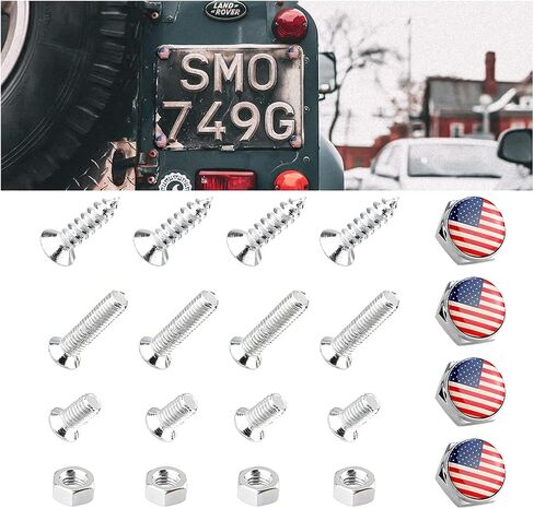 zipelo 4 Sei American Flag License Plate Screw Kit, Anti Theft Screws for Car Tag Frame Cover Holder, Aluminum Alloy Rust-proot Lamper Proof Bolts Fasteners, Mounting Hardware for Car Truck SUV in Saudi Arabia