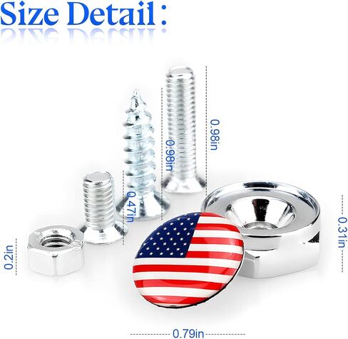 zipelo 4 Sei American Flag License Plate Screw Kit, Anti Theft Screws for Car Tag Frame Cover Holder, Aluminum Alloy Rust-proot Lamper Proof Bolts Fasteners, Mounting Hardware for Car Truck SUV in Saudi Arabia