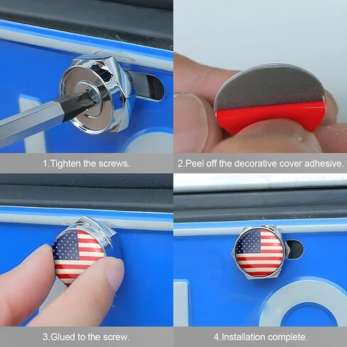 zipelo 4 Sei American Flag License Plate Screw Kit, Anti Theft Screws for Car Tag Frame Cover Holder, Aluminum Alloy Rust-proot Lamper Proof Bolts Fasteners, Mounting Hardware for Car Truck SUV in Saudi Arabia