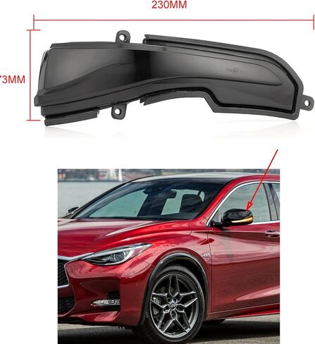 znakeauto 2X عدسات مدخنة كهرمان كاملة LED ديناميكية متتابعة جانبية مرآة علامة الانعطاف مجموعة مصابيح إشارة متوافقة مع إنفينيتي Q30 Q50 Q50S Q60 Q70 QX30 QX50 QX60 QX70 (عدسة مدخنة) in Saudi Arabia