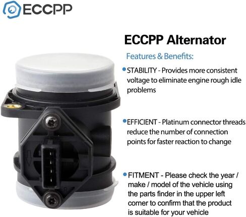 ECCPP Mass Air Flow Sensor 037906461C Fit for 1998-2000 for Audi A4 1.8L,1998-2000 for Audi A4 Quattro 1.8L,1996-1999 for Volkswagen for Cabrio 2.0L in Saudi Arabia