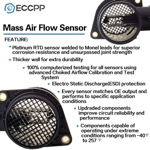 ECCPP Mass Air Flow Sensor 037906461C Fit for 1998-2000 for Audi A4 1.8L,1998-2000 for Audi A4 Quattro 1.8L,1996-1999 for Volkswagen for Cabrio 2.0L in Saudi Arabia