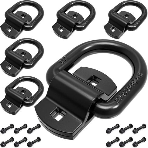 4 PCS 1/2" Heavy Duty Bolt-On Forged D Rings,12000 LBS Tie Down Anchors D Ring Surface Mount Hooks for Trailers, Vans,Trucks, and Cargo Tie Downs,with Screws & Bolts in Saudi Arabia