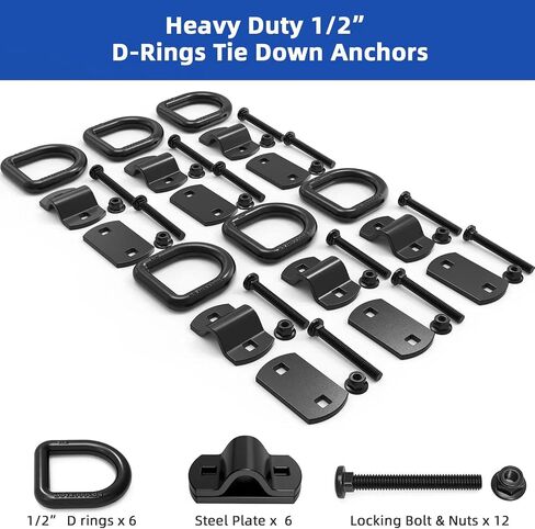 4 PCS 1/2" Heavy Duty Bolt-On Forged D Rings,12000 LBS Tie Down Anchors D Ring Surface Mount Hooks for Trailers, Vans,Trucks, and Cargo Tie Downs,with Screws & Bolts in Saudi Arabia