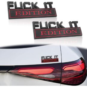 2 Pcs Fuck IT Edition Emblem 3D Fender Badge Decal, 3D Fender Badge Decal Car Truck Replacement, Fit for All Cars, is Used for Body Decoration, Instrument Panel, Track, Motorcycle, Black Red.