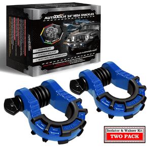 AUTMATCH D Ring Shackles 3/4" Mega Shackle (2 Pack) 68,000Ibs Break Strength with 7/8" Screw Pin and Shackle Isolator & Washers Kit for Tow Strap Winch Off Road Vehicle Recovery Yellow & Black in Kuwait