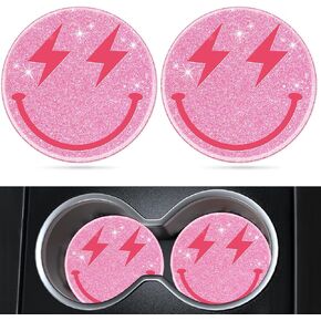 Jupswan Car Cup Holder Coaster 2 Pack Cute Cartoon Girls Acrylic New Automotive CupHolder Accessories Interior Decor Decorations for Women