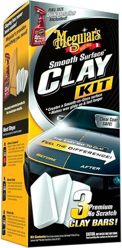مجموعة أدوات Quik Clay Bar Starter من Meguiar's G1116EU مع 80 جم من الطين و473 مل من التفاصيل لإزالة الملوثات السطحية بأمان مثل القطران ونسغ الأشجار والرذاذ الزائد والمخلفات الصناعية in Kuwait