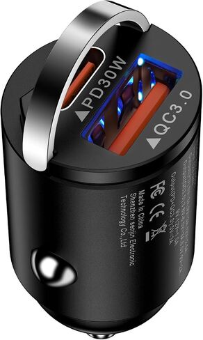 شاحن سيارة سريع USB C، 30 وات PD+QC مقبس ولاعة سجائر سريع الشحن من النوع C مناسب لقابس السيارة 12 فولت في منفذ محول لهاتف iPhone 14 13 12 11 Pro Max SE XR XS X 8، Samsung S23 S22 S21 S20، Pixel 7a in Saudi Arabia