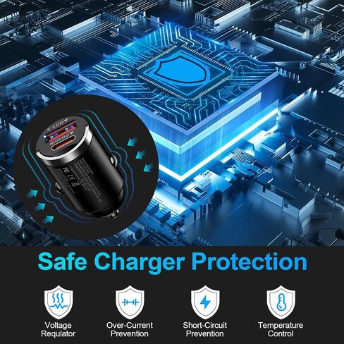 شاحن سيارة سريع USB C، 30 وات PD+QC مقبس ولاعة سجائر سريع الشحن من النوع C مناسب لقابس السيارة 12 فولت في منفذ محول لهاتف iPhone 14 13 12 11 Pro Max SE XR XS X 8، Samsung S23 S22 S21 S20، Pixel 7a in Saudi Arabia