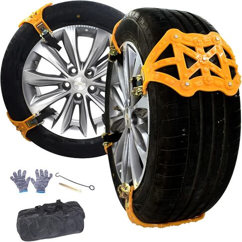 سلاسل اطارات الثلج من ستانفي، سلاسل اطارات الثلج للطوارئ مضادة للانزلاق للسيارات / سيارات الدفع الرباعي / الشاحنات / بيك اب، 8 قطع سلاسل اطارات قابلة للتعديل، سلاسل ثلج (احدث تحديث) in Kuwait