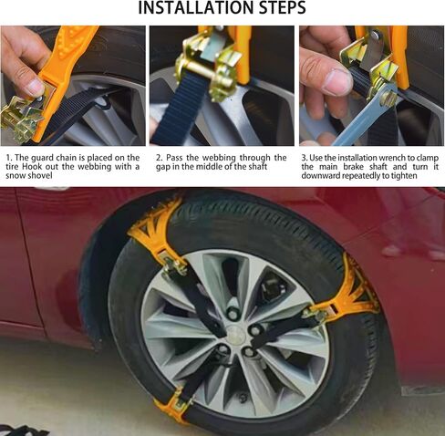 سلاسل اطارات الثلج من ستانفي، سلاسل اطارات الثلج للطوارئ مضادة للانزلاق للسيارات / سيارات الدفع الرباعي / الشاحنات / بيك اب، 8 قطع سلاسل اطارات قابلة للتعديل، سلاسل ثلج (احدث تحديث) in Kuwait