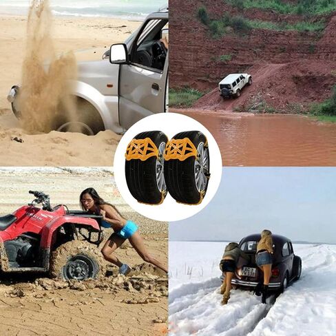 سلاسل اطارات الثلج من ستانفي، سلاسل اطارات الثلج للطوارئ مضادة للانزلاق للسيارات / سيارات الدفع الرباعي / الشاحنات / بيك اب، 8 قطع سلاسل اطارات قابلة للتعديل، سلاسل ثلج (احدث تحديث) in Kuwait