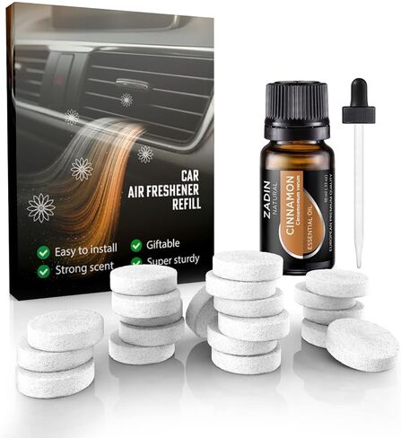 20 وسادة لإعادة تعبئة معطر هواء السيارة - .33 أونصة/10 مل من زيت الأوكالبتوس الأساسي النقي - وسادات بديلة لفتحة تهوية السيارة، أقراص إعادة تعبئة معطر الهواء مع الزيوت العطرية، رائحة الأوكالبتوس القوية in Kuwait