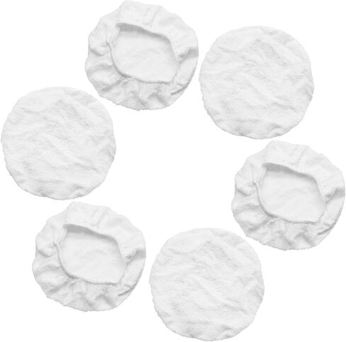 6 PCS Car Polishing Bonnet Buffing Pad Cotton Buffing Pad Cover for 5" - 6" Car Polisher, White in Kuwait