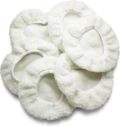 6 PCS Car Polishing Bonnet Buffing Pad Cotton Buffing Pad Cover for 5" - 6" Car Polisher, White in Kuwait